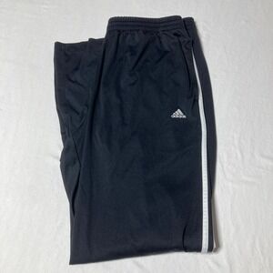 Adidas Black Track Pants‎ Men's Size XL Black White Stripes Athletic Running